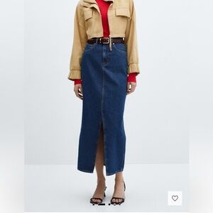 MANGO Slit Denim Skirt